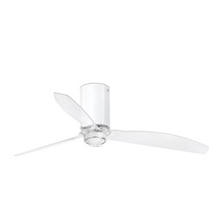 Ventilateur de plafond led blanc brillant et transparent Faro Tube fan Blanc laqué Acier 32038-9