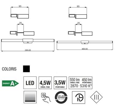 Lampe clipsable sur ordinateur Led - Line - Noir -28 cm - Aluminor - LINE PM
