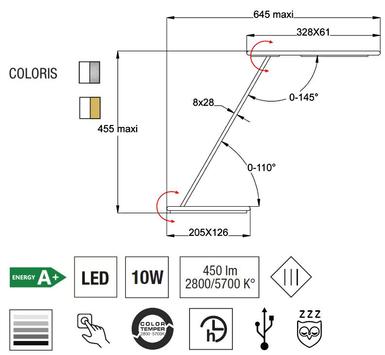 Lampe de bureau Led - Orbit - Or/ Aluminium - Aluminor -ORBIT OR