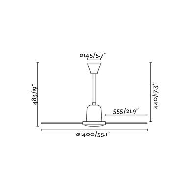Ventilateur de plafond Indus Ø 140 cm - Moteur AC - Blanc - Acier - Faro - 33002