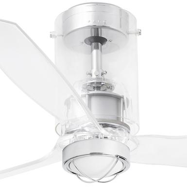 Ventilateur de plafond led chrome et transparent Faro Tube fan Transparent Acier 33393-9