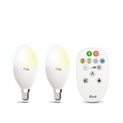 Lot de 2 ampoules E14 led avec télécommande iDual Blanc Plastique 652981