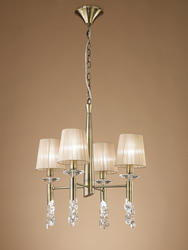 Lustre 4 lampes avec abats jours Mantra Tiffany antique Laiton brossé Métal 3872