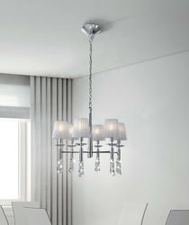 Lustre 6 lampes avec abats jours Mantra Tiffany Chrome Métal 3851