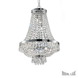 Lustre 6 lampes design Ideal lux Caesar Chrome cristal 033532