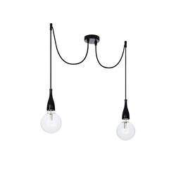 Suspension 2 lampes industrielle Ideal lux Minimal Noir Métal 112671