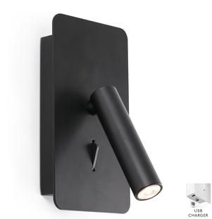 Applique avec prise usb Faro Suau Noir Aluminium 62116