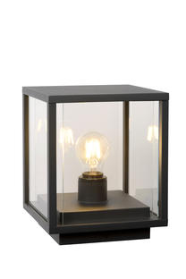 Borne extérieure CLAIRE - 1xE27 - IP54 -  Noir Verre - Lucide - 27883/25/30