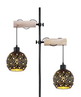 Lampadaire 2 lumières design Globo Jodie Noir Métal 54029-2S