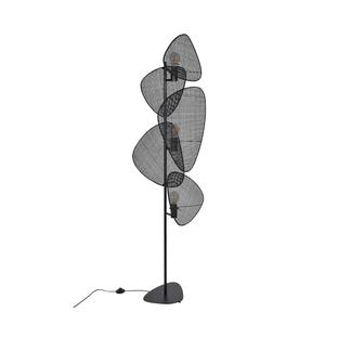 Lampadaire Screen H 179 cm - 3xE27 - Noir - Lin / Cannage naturel - Market Set - 655675