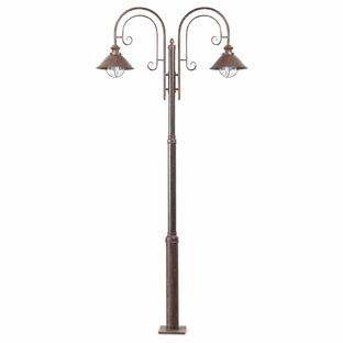 Lampadaire extérieur 2 lampes classique Faro nautica Marron Fer 71117