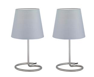 Lot de 2 lampes avec abat-jour design Trio Twin Gris Métal R50272042