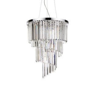 Lustre 12 lampes design Ideal lux Carlton Chrome Métal 166247