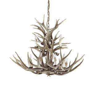 Lustre 12 lampes design Ideal lux Chalet Beige Résine imitation bois 113975