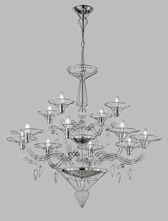 Lustre 12 lampes design Metal Lux Dedalo Chrome Métal 192.112.01