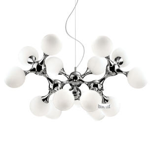 Lustre 15 lampes design Ideal lux Nodi Chrome Métal 082073