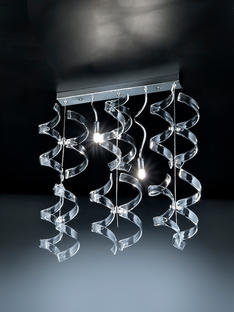 Lustre 2 lampes design Metal Lux Astro Chrome Verre 206.232.01