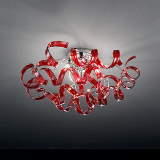 Lustre 3 lampes design Metal Lux Astro Chrome Verre 206.330.04