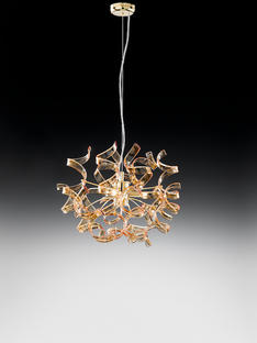 Lustre 3 lampes design Metal Lux Astro Or Verre 205.140.06