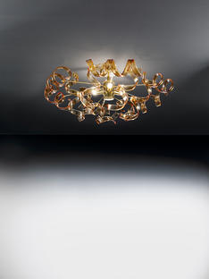 Lustre 3 lampes design Metal Lux Astro Or Verre 205.340.06