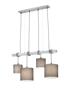 Lustre 4 lampes design Trio Padme Gris Métal - Tissus R30364007