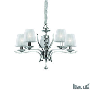 Lustre 5 lampes design Ideal lux Pegaso Chrome Métal 066448