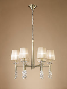 Lustre 6 lampes avec abats jours Mantra Tiffany antique Laiton brossé Métal 3871