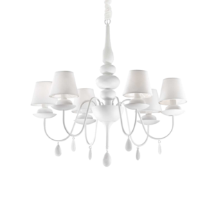 Lustre 6 lampes design Ideal lux Blanche Blanc 035581