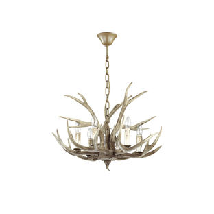 Lustre 6 lampes design Ideal lux Chalet Beige Résine imitation bois 115498
