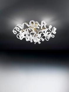 Lustre 6 lampes design Metal Lux Astro Or Verre 205.380.02