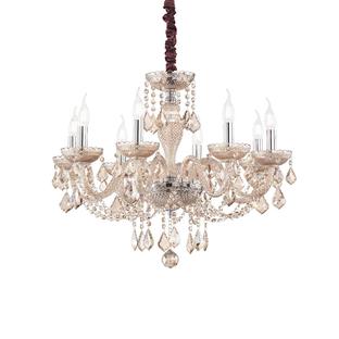 Lustre 8 lampes classique Ideal lux Rose Ambre Verre 166889