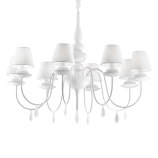 Lustre 8 lampes design Ideal lux Blanche Blanc 035574