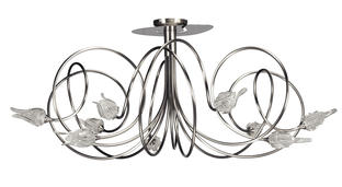 Lustre niobe nickel - Cvl - Ø 85 cm - 9xG9 - Nickel satiné - LUMORP9NIL600C