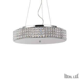 Lustre 9 lampes design Ideal lux Roma Cristal Chrome Métal/cristal 093048