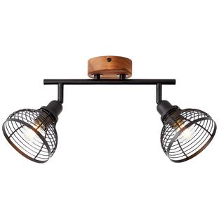 Plafonnier 2 lampes design Brilliant Avia Noir Bois 47713/76