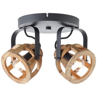 Plafonnier 2 lampes design Brilliant Matrix Noir Bois 86624/76