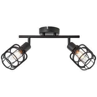 Plafonnier 2 lampes design Brilliant Spacid Noir Métal 48113/76