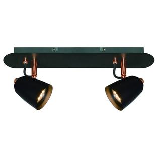 Plafonnier 2 lampes design Lo Select Dudley Noir Métal S49892C BK+COP