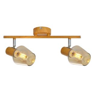 Plafonnier 2 lampes design Lo Select Geai Bois Métal - Verre S87712