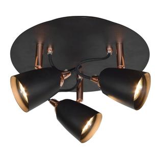 Plafonnier 3 lampes design Lo Select Dudley Noir Métal C49893C BK+COP