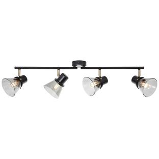 Plafonnier 4 lampes design Brilliant Ronald Noir Métal - Verre 79332/93