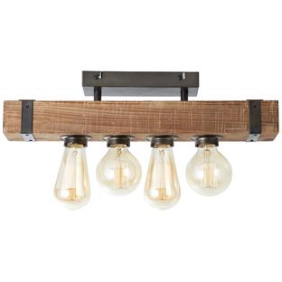 Plafonnier 4 lampes design Brilliant Woodhill Noir Bois 93721/76