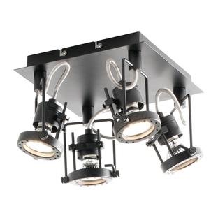 Plafonnier 4 lampes design Lo Select Techno Noir Métal 1146204118-BK MAT
