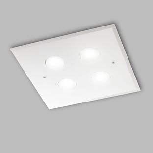 Plafonnier 4 lampes design Metal Lux Dado Blanc 01 Verre 259.340.02