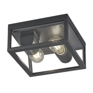 Plafonnier extérieur 2 lampes design Trio Garonne Gris Fonte d'aluminium 601860242