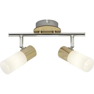 Réglette 2 spots design Brilliant Babsan Beige Bois 51413/50