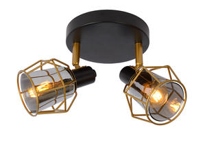 Spot 2 lampes design Lucide Nila Noir Métal 77977/12/30