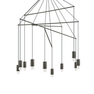 Suspension 10 lampes design Ideal lux Pop Noir Métal 158860