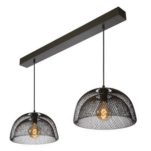 Suspension 2 lampes design Lucide Mesh Noir Métal 78387/02/30