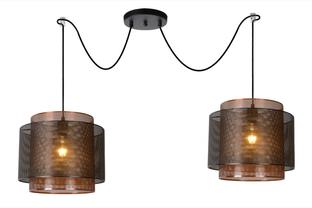 Suspension 2 lampes industrielle Lucide Orrin Noir Métal 02404/02/30